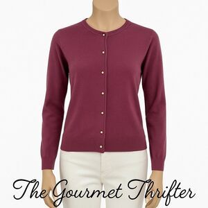 Talbott Vintage 60’s Purple Orlon Cardigan Sweater Pearl Buttons Med